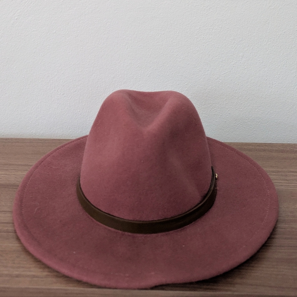 Free People Wythe Leather Band Felt Wool Hat Metal Stud Pink One Size - Picture 4 of 9